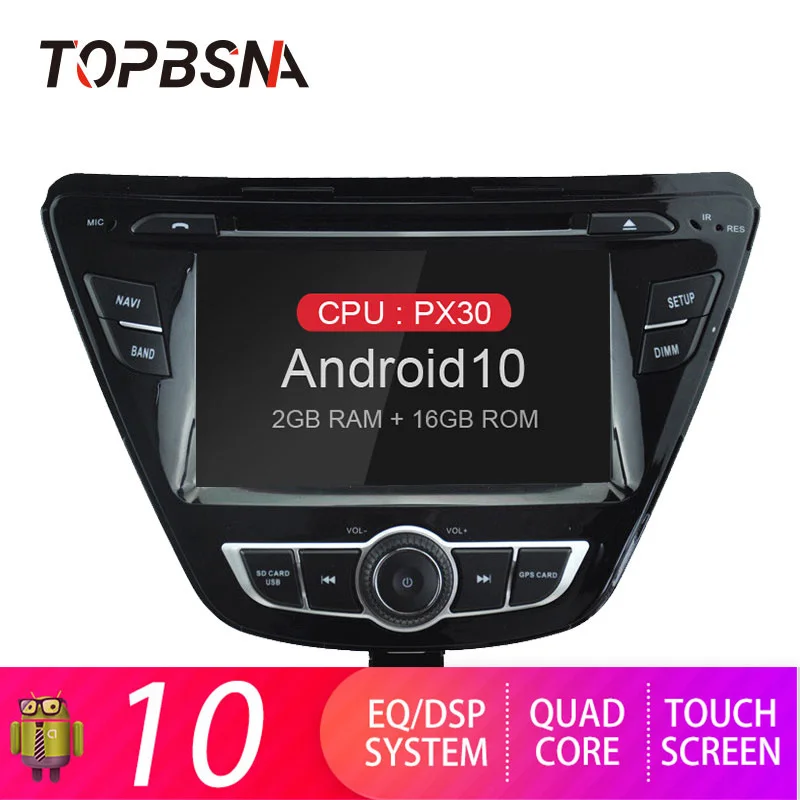 TOPBSNA 7 дюймов Android 10 Автомобильный мультимедийный dvd-плеер для Hyundai Elantra Avante GPS