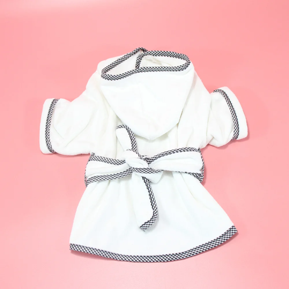

Simple Dog Bathrobe Absorbent Quick-drying Polyester Saft Robe Warm Animal Pajamas Bathrobe for Pet Dog Cat (White, Size)