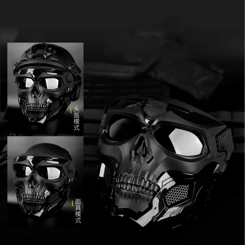 

NEW CS field tactical equipment adapter tactiacl Paintball Game helmet Airsoft Skull Skeleton protective mask Full Face Helmet