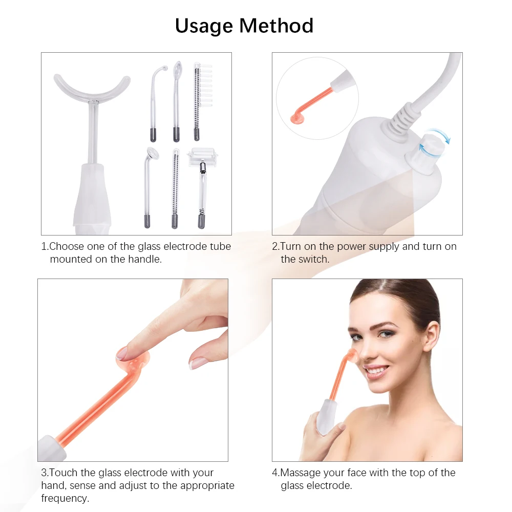 Портативный Высокочастотный электрод 7 в 1 для удаления пятен и акне массажер