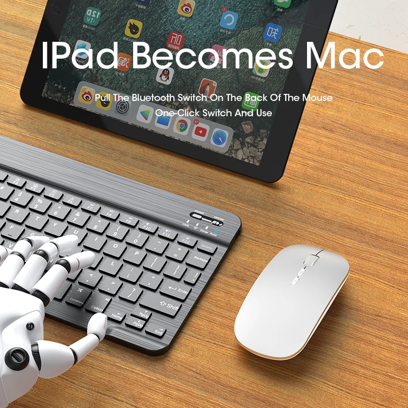 Мышь компьютерная беспроводная с Bluetooth 2 4 ГГц металлический ролик для iPad