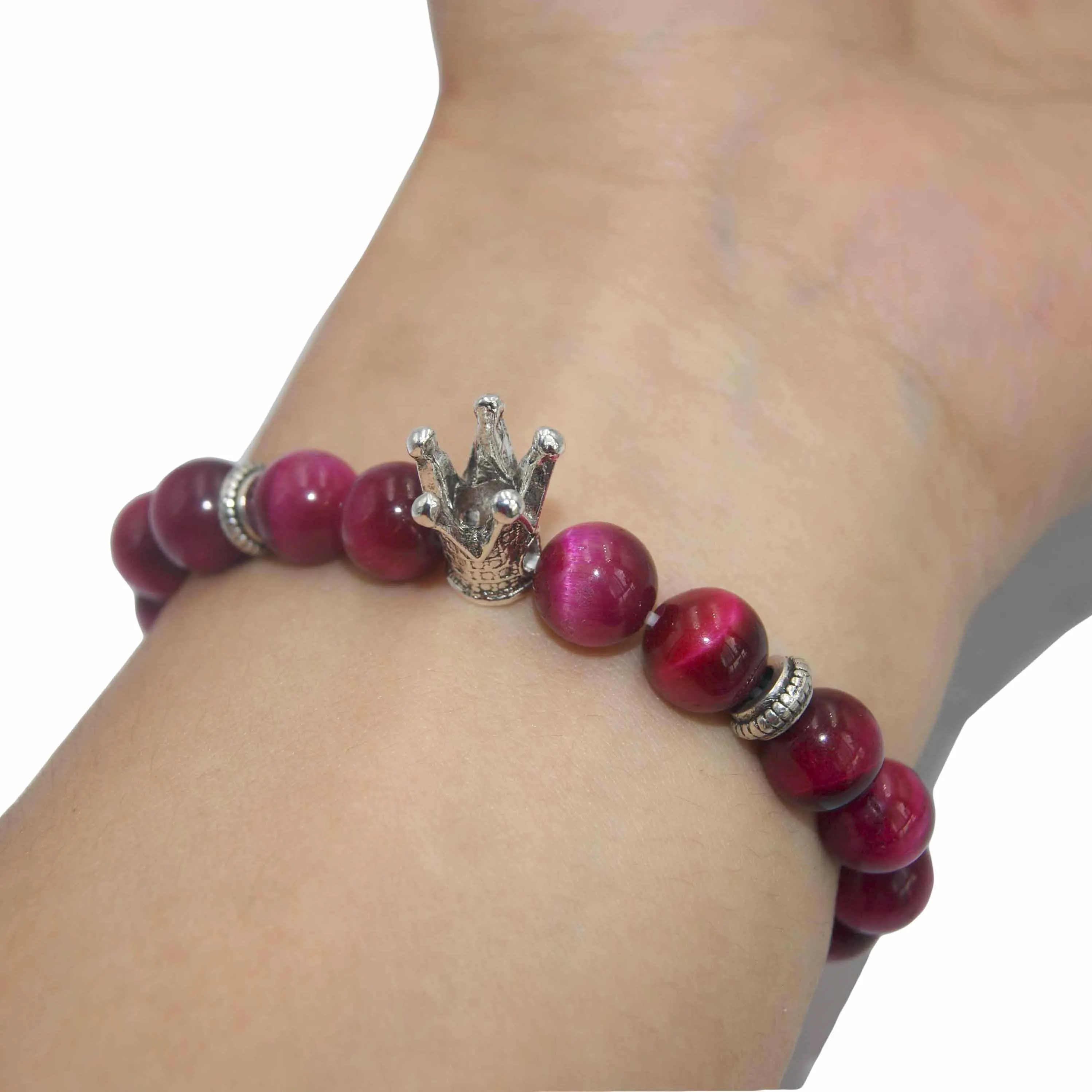 Серебряный браслет с короной из натурального камня для мужчин и женщин лазурит