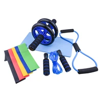 exercise resistance bands fitness workout ab roller wheel jump ropes set hip foam tubes equipment for home floor gym