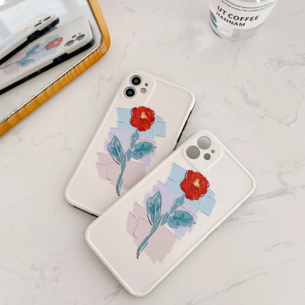 

Hot Sale Rose Image Phone Case For iPhone Protective Cover X XS Fashion Phone Back Cover For iPhone 8 7 6 6S Plus