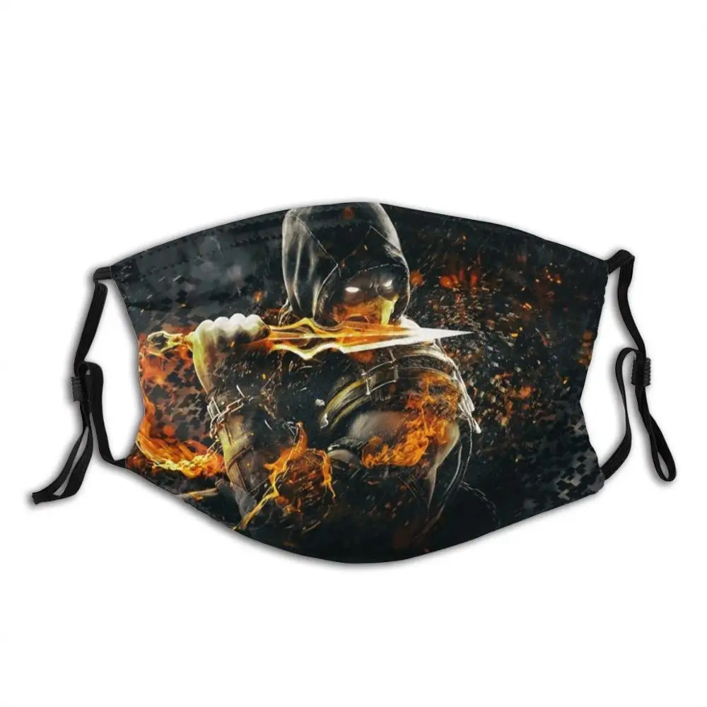 Mortal Kombat-Скорпион на огне! Забавная крутая Тканевая маска Kombat Scorpion Fire Chians