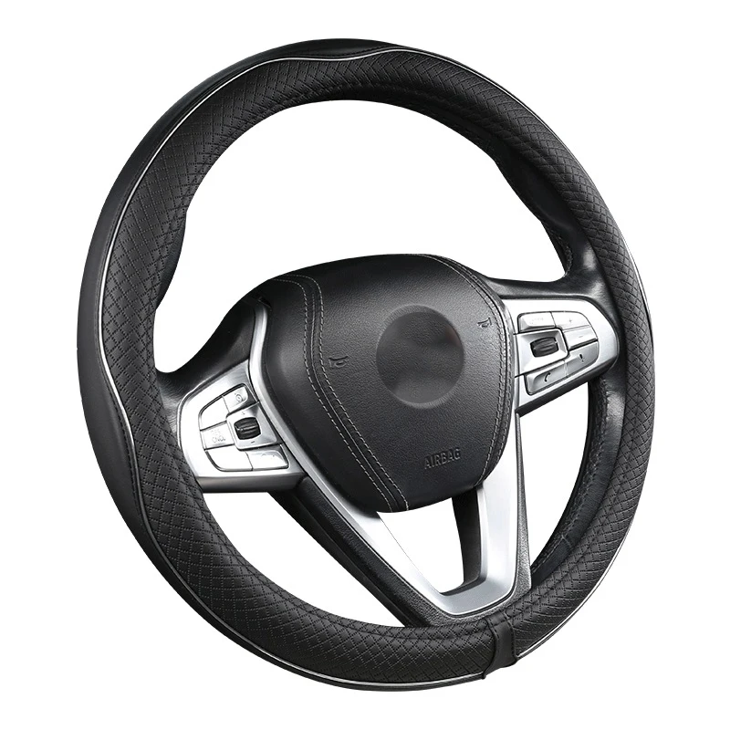 

Anti Slip Wheel Cover Embossed Leather Steering Wheel Covers Breathable Steering Cover Suitable for 38cm