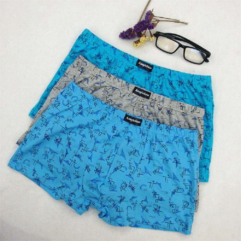 4PCS/Lot 6XL 5XL 4XL Men's Underwear Cotton Boxer Underpants Mid Waist Printed Boys Shorts Young Middleaged Fatty Large Size