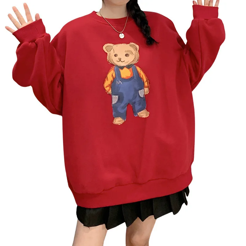 

Autumn and winter style women's fashion Vintage round neck loose and versatile cartoon Long Sleeve Sweater Top Women's wear