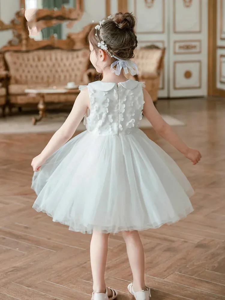 

Baby Girl Dress white Floral Doll Collar Tulle Dress for Girls Birthday Party Princess Dresses Clothing Children Vestido 2 8 yrs