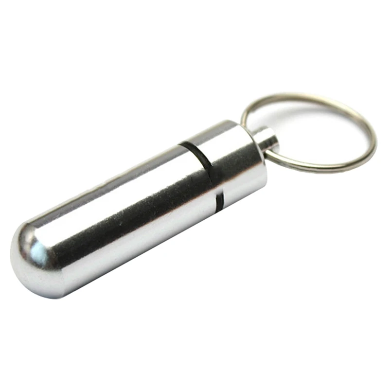 

Portable Mini Pill Bottle Keychain Aluminum Container Waterproof Travel Medicine Bottle Case Holder Keyring