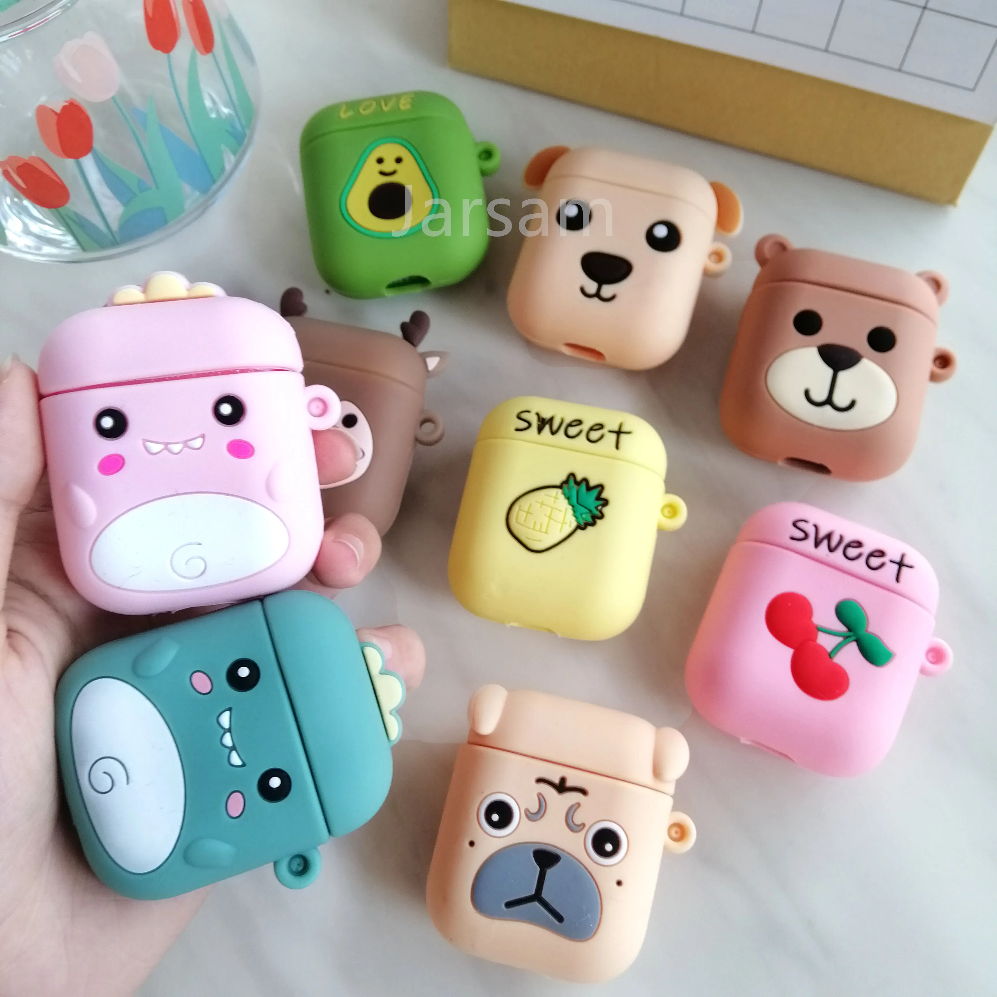 

For Airpods Case 3D Cartoon Cute Soft Silicone Earphone Cases For Air Pods 1 2 Wireless Headphone Cover Bags