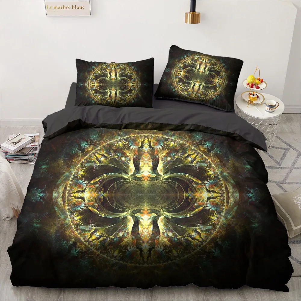 

3D Modern Quilt Cover Sets Custom Design Black Comforther Cases Pillow Covers King Queen Super King Twin Size Magic Bedclothes