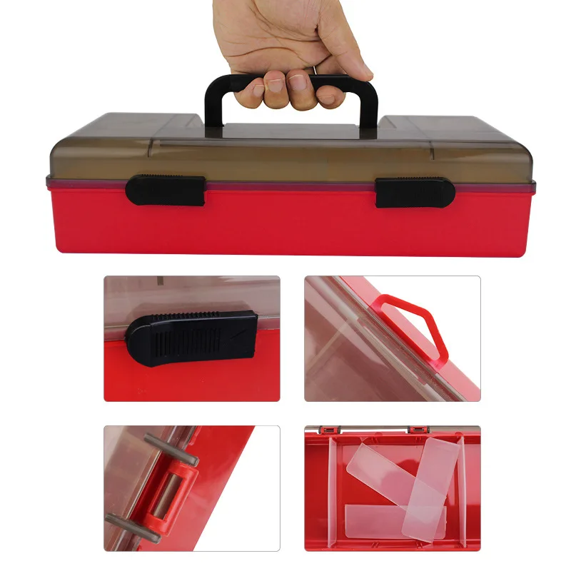 

Portable 2-layer Fishing Tackle Box Lure Hook Bait Plastic Storage Holder Fishing Accessories