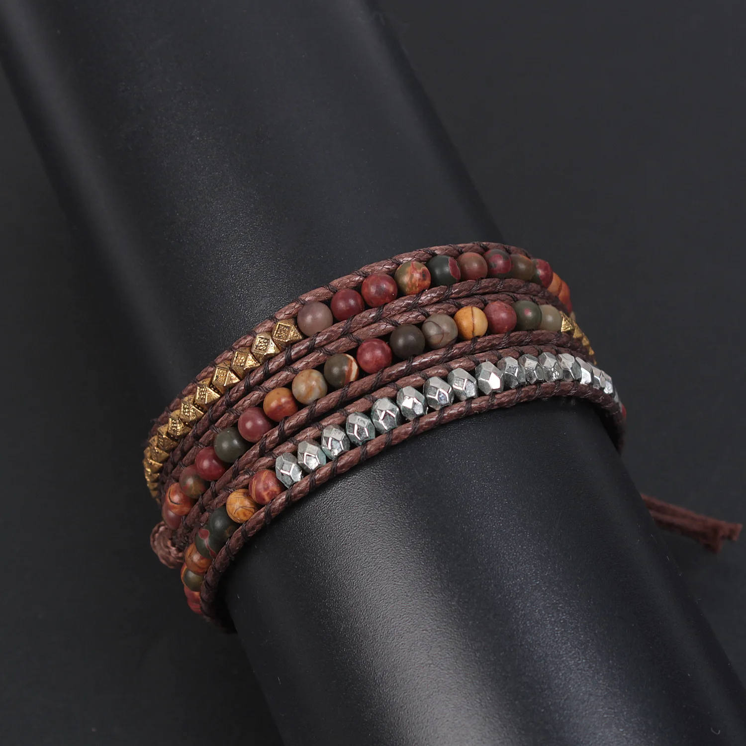 

Fashion Beaded Boho Bracelet Jewelry Handmade Natural Stones Charm 3 Strands Wrap Bracelets Drop Shipping Wholesale