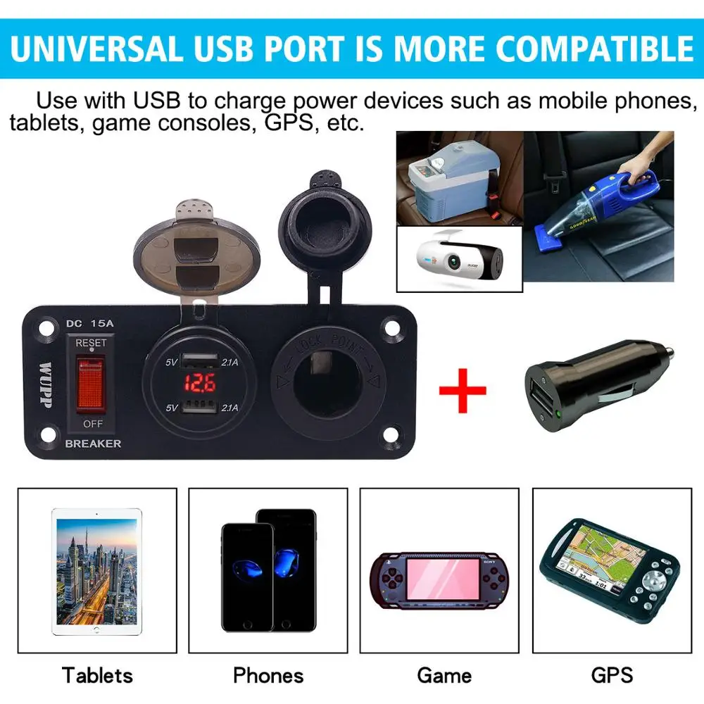 Двойной USB-порт для зарядки вольтметра адаптер смартфона зарядное устройство