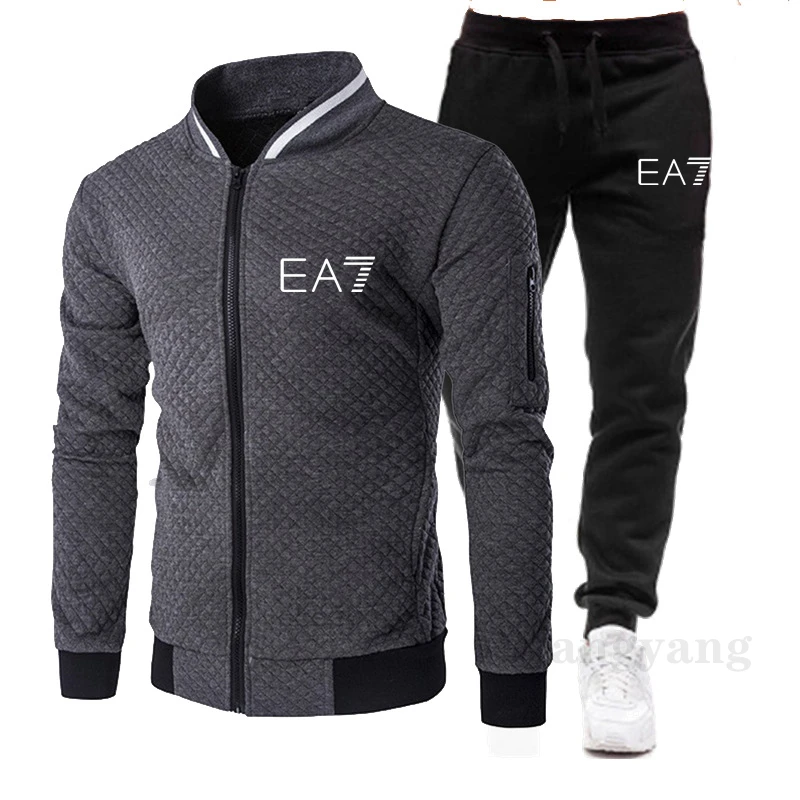 

EA7 New Sports Brand Men's Suit Zipper Hooded Jacket Casual Sportswear Autumn and Winter Warm and Velvet Men's Clothing 2 orders