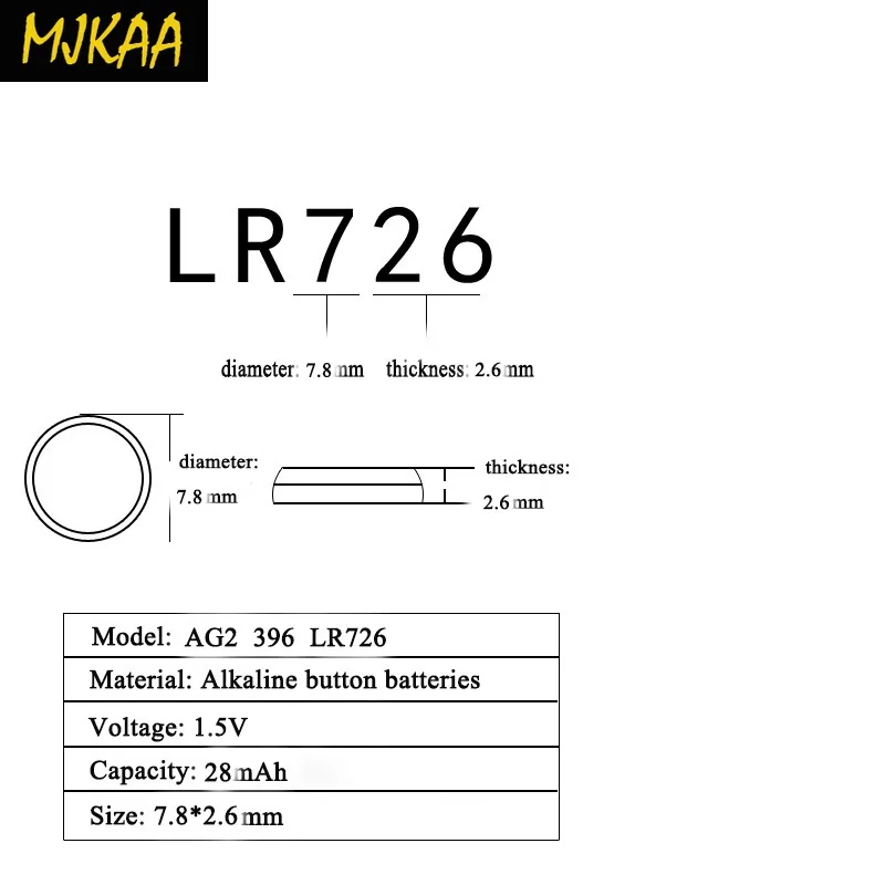 10 шт. 1,55 v AG2 щелочные батареи 196 396 536 556 607 396A 397B CX59 GP397 LR726 RW411 S30 SG2 SR726 SR726SW V397 акумуляторная батарея
