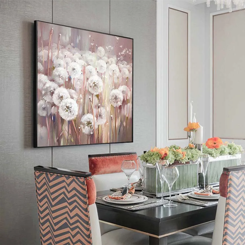 Уникальный дизайн ручная роспись маслом на холсте рисунок одуванчика для дома