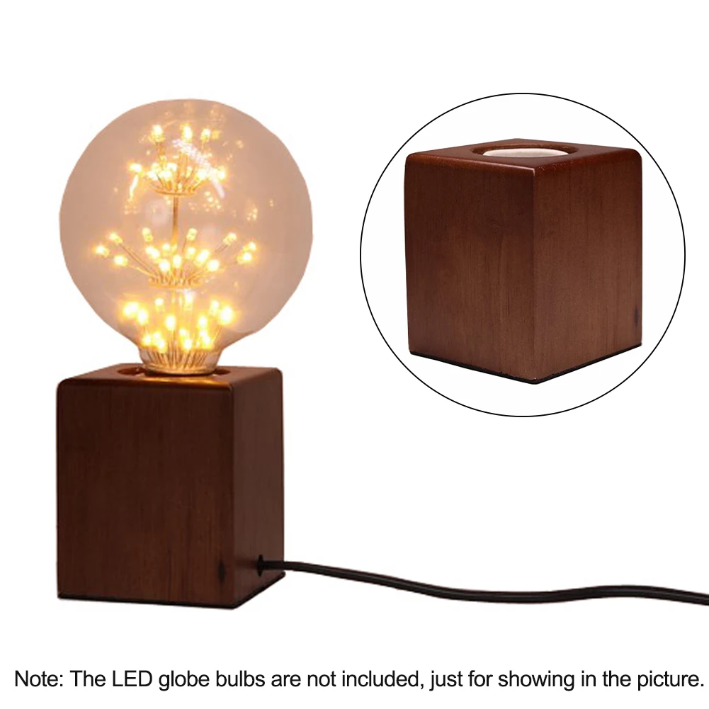 

Home Industrial Cube Table Lamp LED Bulb Bedside Modern Cafe Desk Light Nursery Room Wood Bedroom Office Hotel Gifts