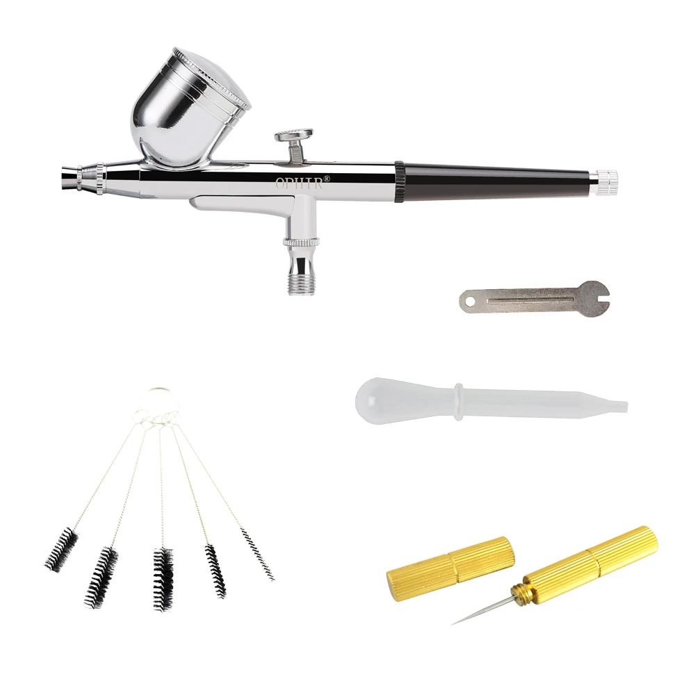 

Надувная щетка OPHIR 0,3 мм, комплект аэрографа двойного действия дюйма, с чистящей щеткой и иглой для Временной Татуировки/нейл-арта/украшения ...