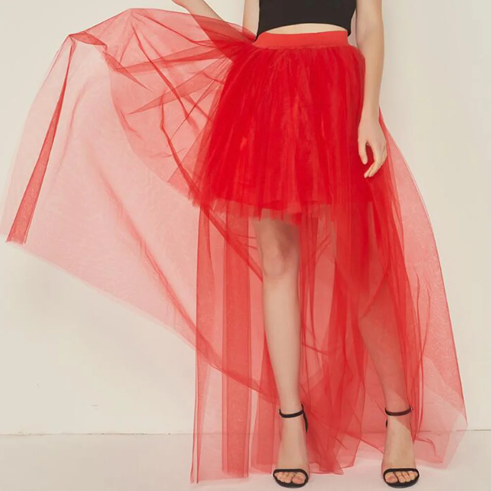 Ассиметричная Женская юбка из тюля длинная макси с эластичной талией для ужина и