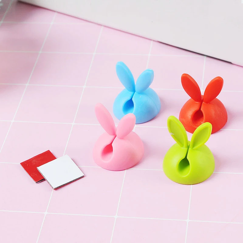 4pcs Home Office Storage Winder Wrap Cord Cable Organizer Rabbit Shaped Wire Clip Space Saving Desk Accessories | Дом и сад