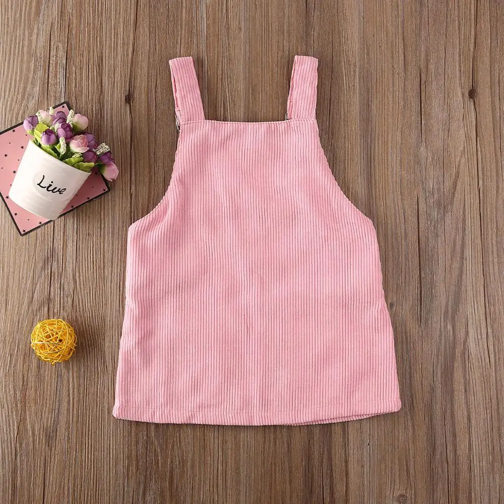 0-5Y Kids Girls Solid Color Corduroy Suspender Dress Overalls Baby Summer Autumn Clothes Children Sleeveless Casual Loose | Детская
