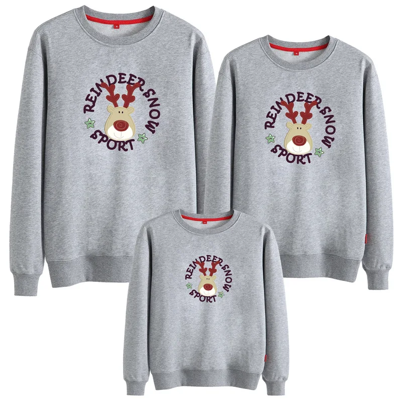 Новинка 2020 года сезон осень-зима свитера с принтом лося для папы мамы и дочки