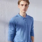 Осенне-зимний мягкий свитер для мужчин, 100% кашемировый трикотажный пуловер с воротником-поло, 7 цветов, мужские джемперы