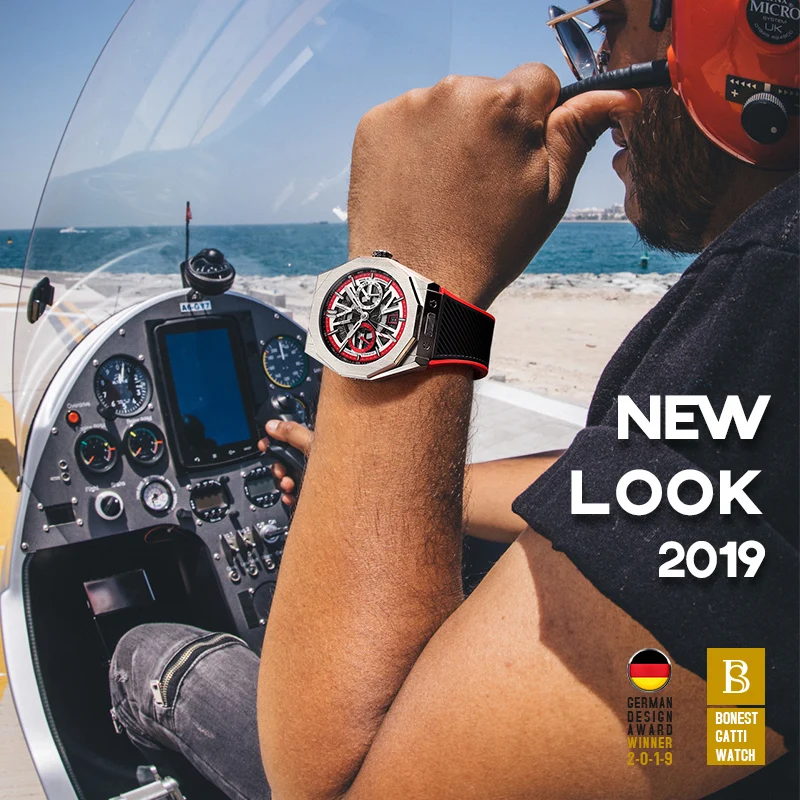 Часы мужские механические водонепроницаемые с календарем и