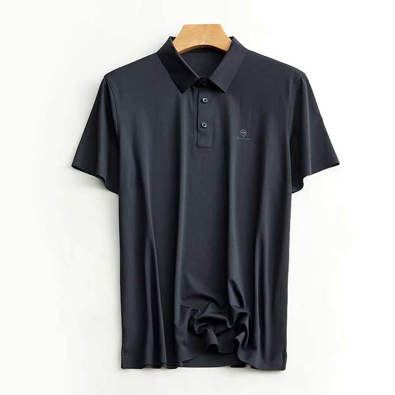 

Men's welfare 2021 men's Lapel milk silk business casual short sleeve top polo men's shirt