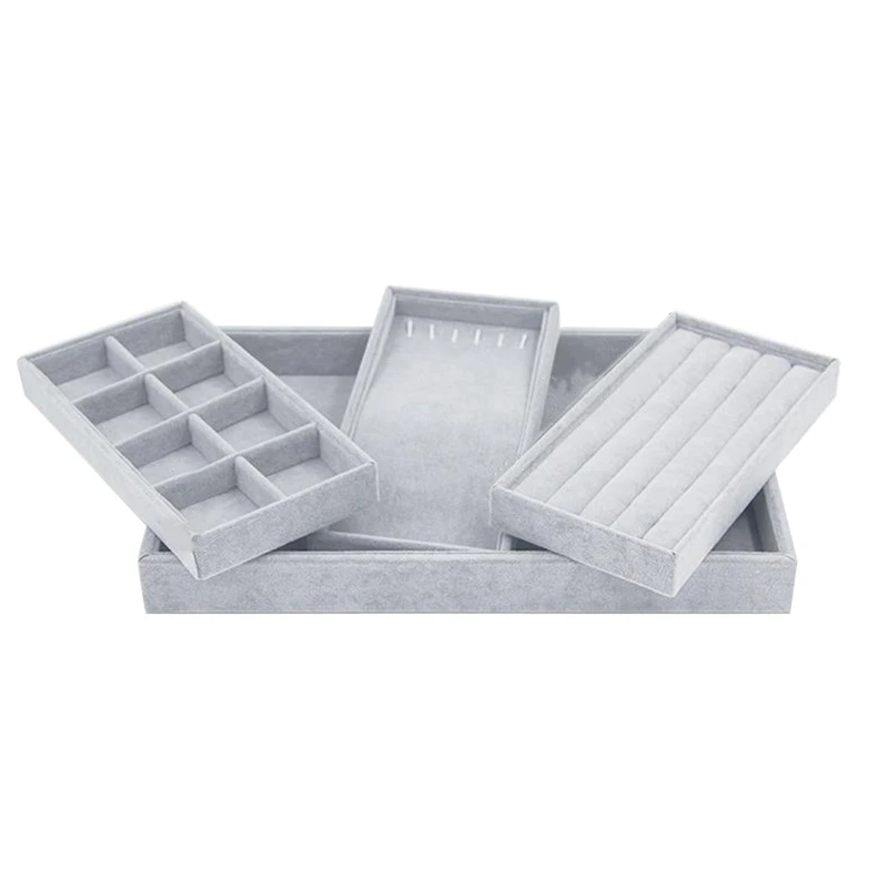

Jewelry Tray Organizer, Earring Necklace Bracelet Ring Display Showcase Holder,As A Gift for Girls Women(4 in One)