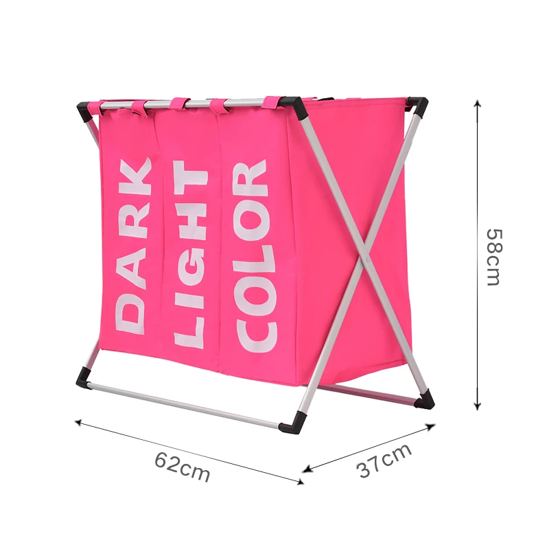 Three grid pink Shushi, водонепроницаемая корзина для домашнего белья, Оксфорд, складная корзина для белья, металлическая корзина для хранения грязной ткани, портативная Организация прачечной - Цвет: Three grid pink