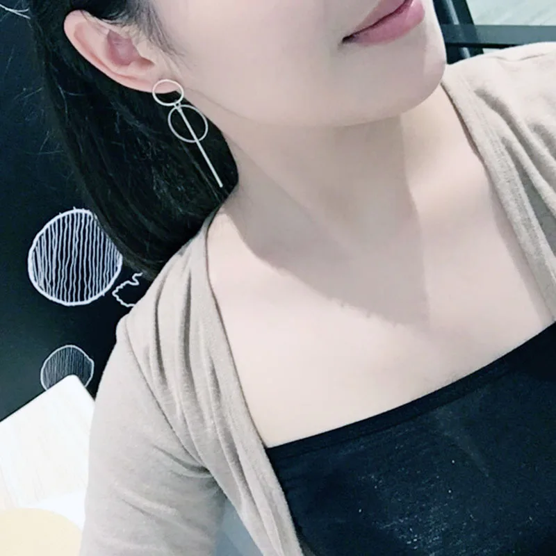 

2019 Fashion Earrings Punk Simple Gold Silver Color Long Section Tassel Pendant Size Circle Earrings For Ladies Gifts Wholesale