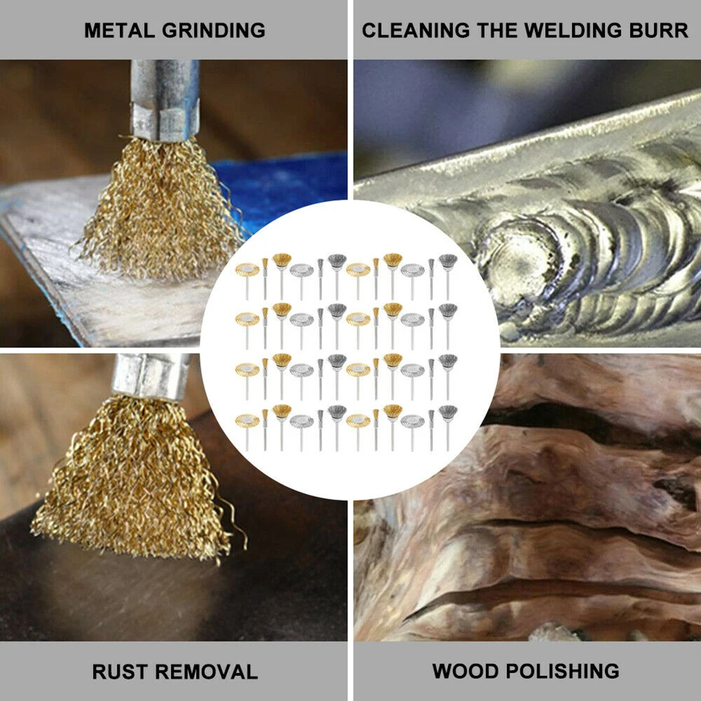 

60pcs Wire Brushes 60pc Wire Brush Stainless Steel Brass Polishing Tool Brass Wire Brush Stainless Steel Wheel Brush