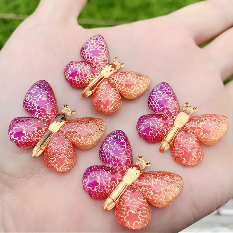 10 шт. разноцветные бабочки с отверстиями плоской задней поверхностью и