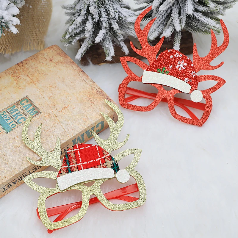 1 шт. мультяшная шапочка со сверкающими рогами Рождественская оправа для очков