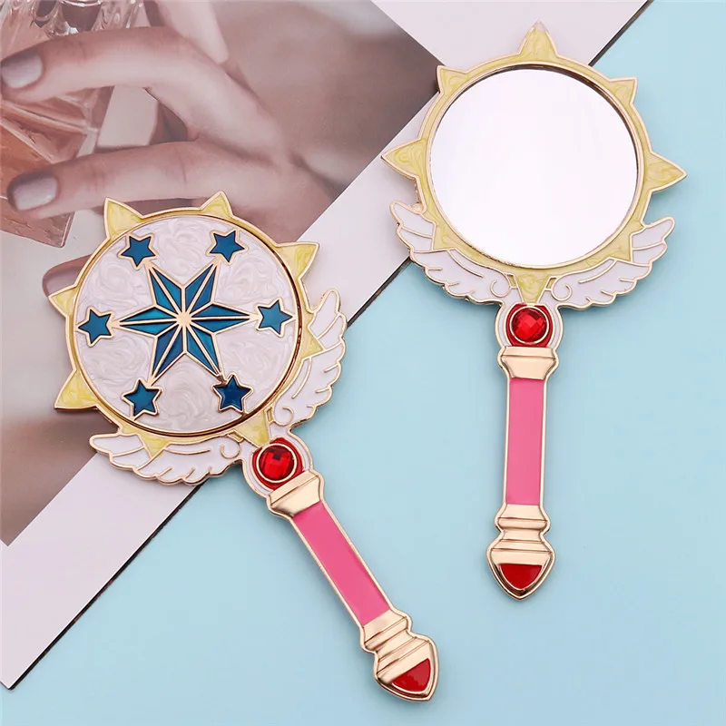 Мультяшное Cardcaptor Sakura симпатичное зеркало для макияжа, косметическое металлическое высококачественное зеркало для макияжа, ручное крепление, зеркала для путешествий, для поклонников девушек и девушек