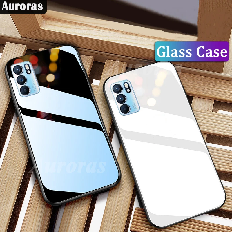 

Auroras для OPPO Reno 6 4G чехол из закаленного стекла твердая задняя крышка для Reno6 Pro 5G чехол противоударные Чехлы Чехол