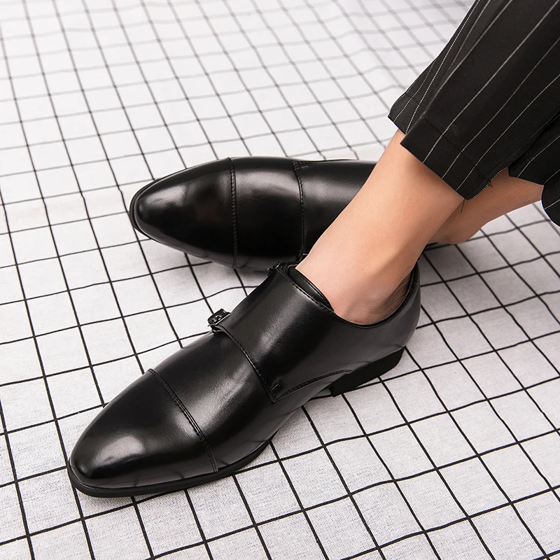 Мужские Оксфордские туфли с двойным ремешком заостренный носок свадебные