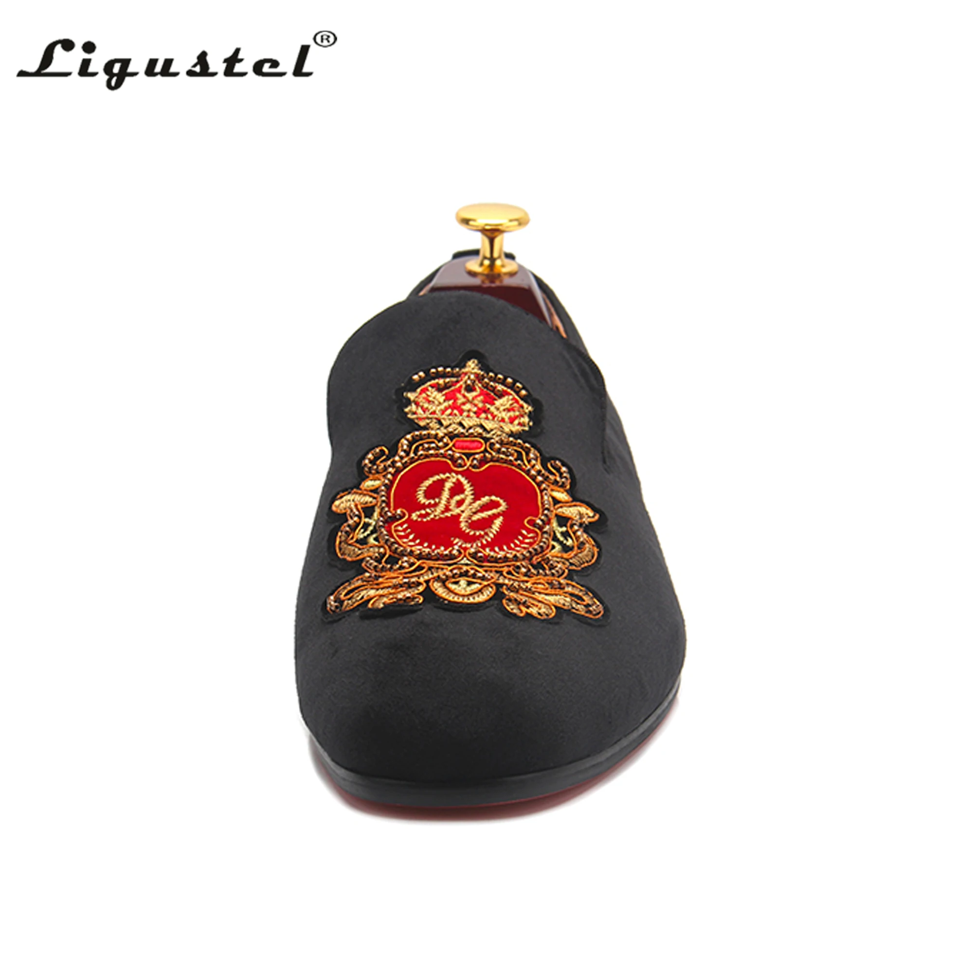 Ligustel Men Loafers Male Luxury Dress Wedding Party Red Bottom Shoes Original Designer Handmade G Brand Black Leather | Обувь