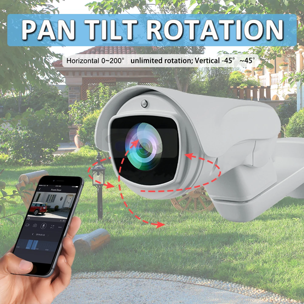 Smart 1080P HD 5MP 2.0MP POE PTZ Bullet IP камера Pan Tilt 10X 4X оптический зум ИК водонепроницаемый 2MP CCTV камера видеонаблюдения