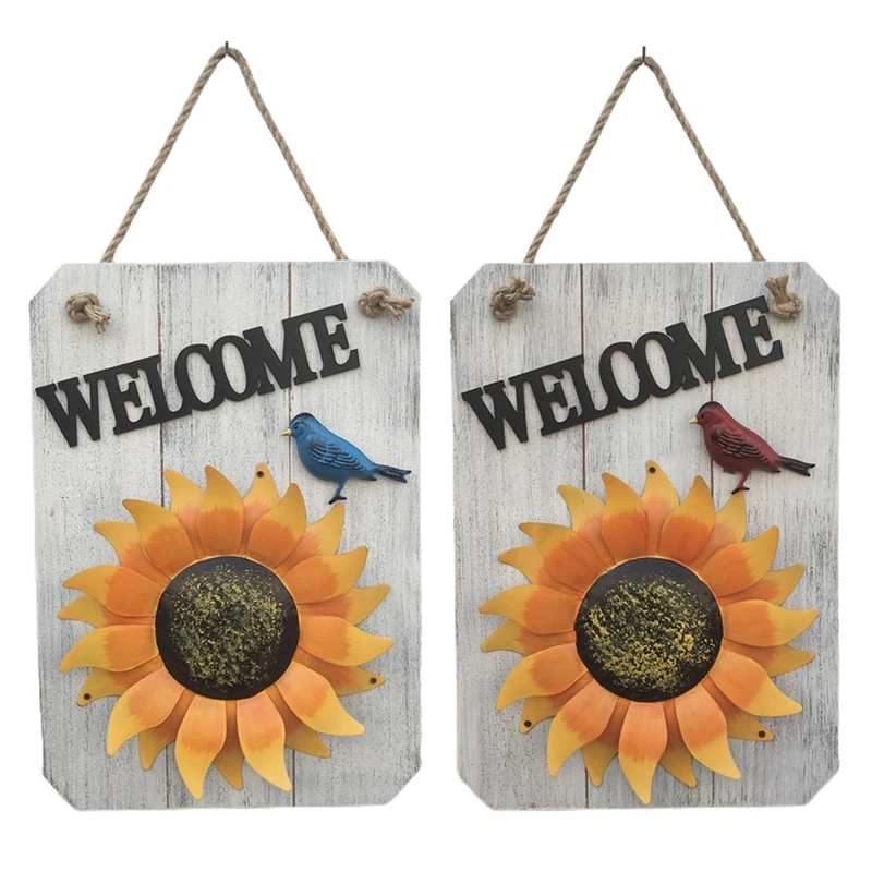 

Welcome Sign Farmhouse Sunflowers Wood Welcome Wall Hanging Decor Sign,Rustic Home Decorative Gift for Patio Yard