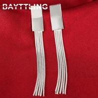 bayttling silver color 72mm tassel long earrings for woman luxury glamour wedding jewelry high quality gift
