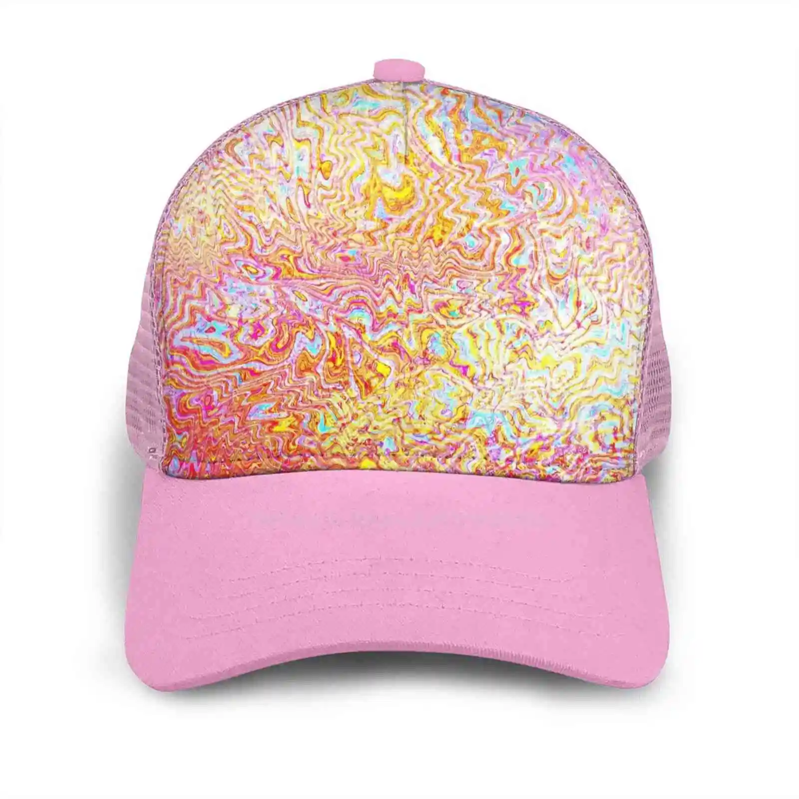 

Wet Glass Flat Cap Curved Hat Mesh Cap Groovy Rad Pattern Abstract Colors Color Colorful Liquid Psychedelic Acid Drugs
