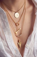 new fashion street fashion jewelry angel wing arrow fish scale hanging piece multilayer exaggerated necklace wholesale
