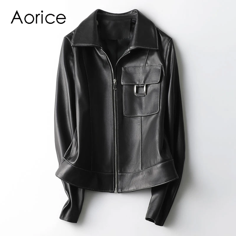 

Aorice Женские Сапоги выше колена из натуральной кожи куртка Женская Натуральная Овечья шкура высокого качества куртки A10871