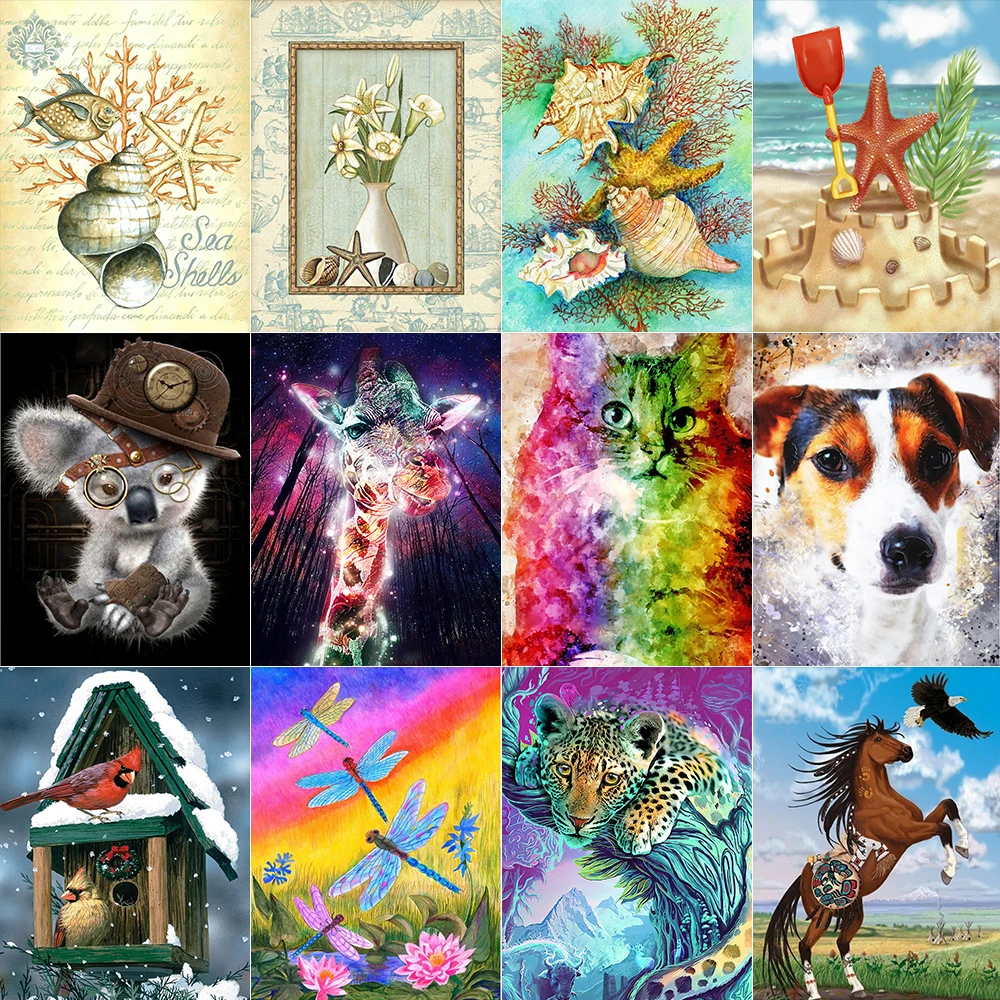 

DIY 5D Diamond Painting Animal Dog Horse Lion Full Round Mosaic Cross Stitch Diamond Embroidery Rhinestone For Home Decorations