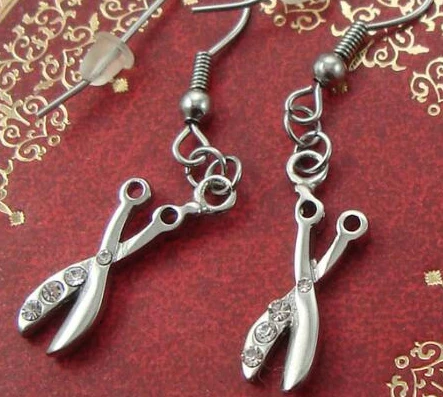 314L earrings Стилисты волос ювелирные аксессуары/нержавеющая сталь/сплав ножницы Кольца Серьги Браслеты - Цвет: 314L earrings