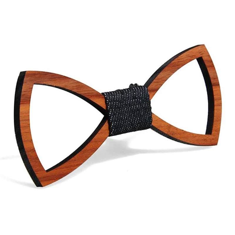 

Fashion Wooden Bow Tie For Men Unisex Hollow Out Carved Retro Wooden Neck Ties Adjustable Strap Vintage Bowtie